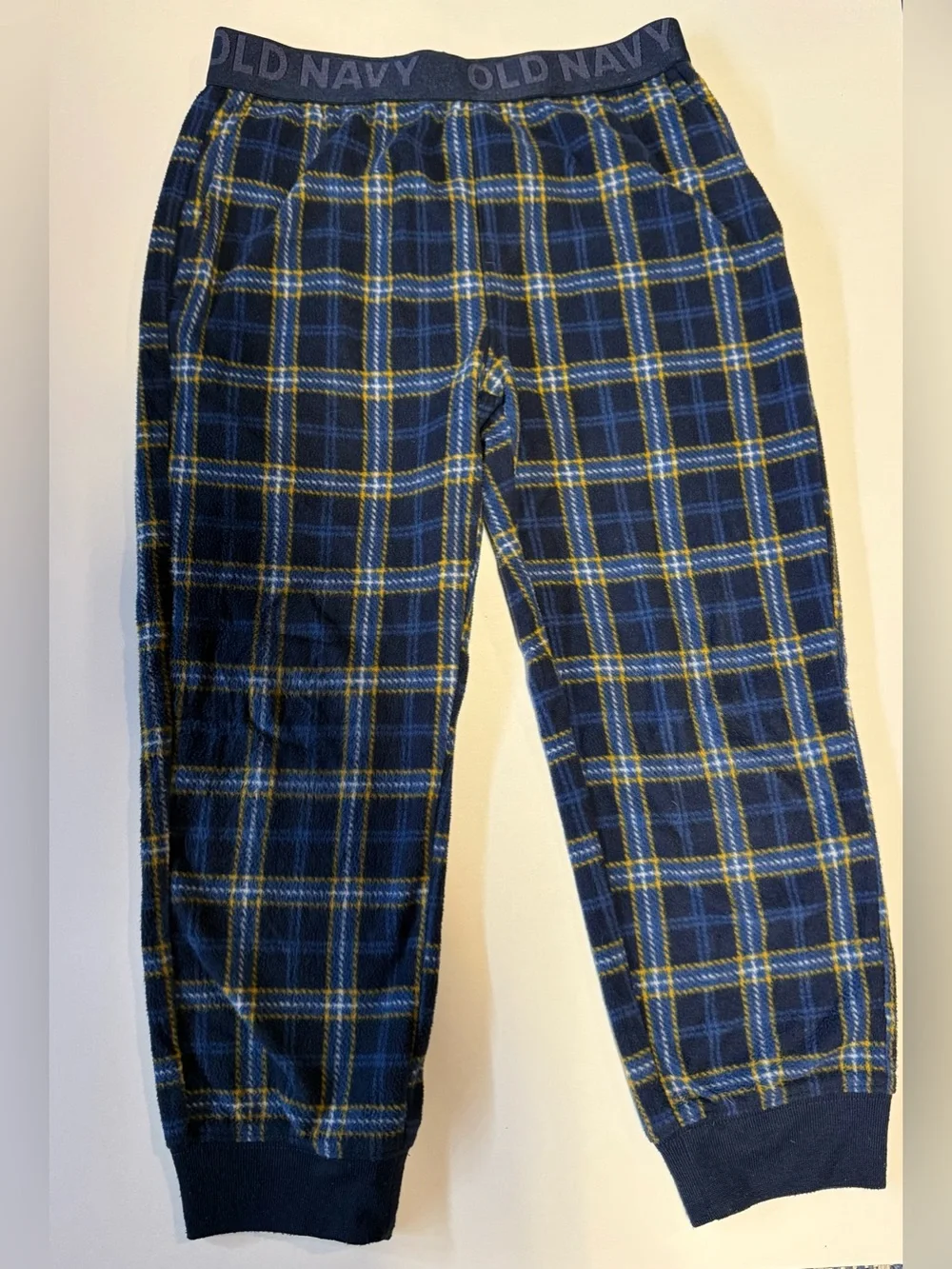Old Navy Kids Navy Fleece Joggers & Plaid Pants 3-Pack